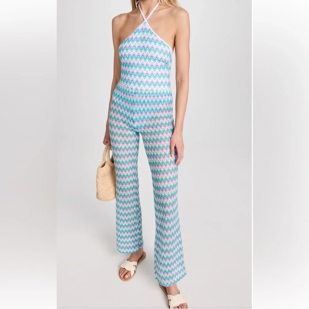 L*Space Mirabella Chevron Ombré Knit Halter One Piece Swimsuit Size Small NWT